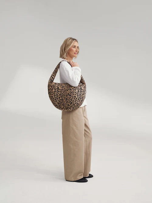 Cotton Cross Body Bag | Brown Leopard