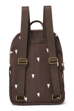 Puffy Midi Backpack | Brown Hearts