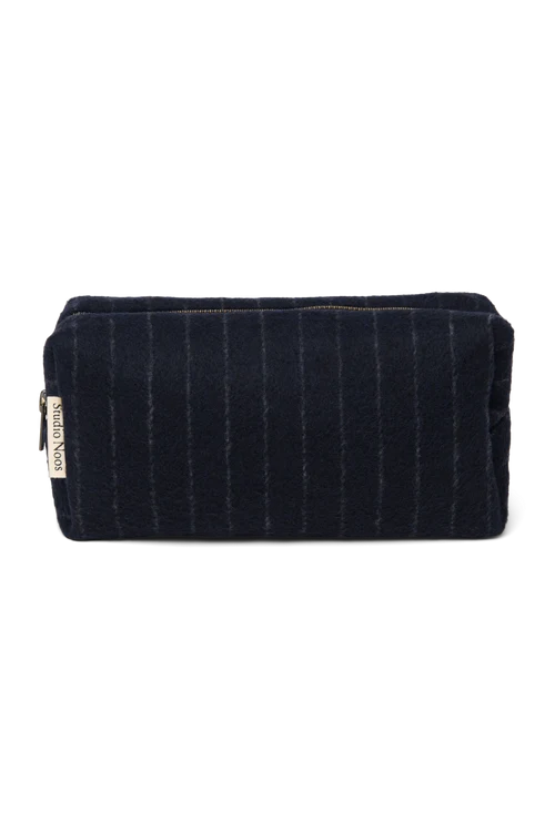 Flannel Chalkstripe Pouch | Dark Blue
