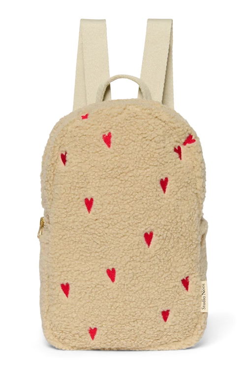 Teddy Mini Backpack | Ecru Hearts