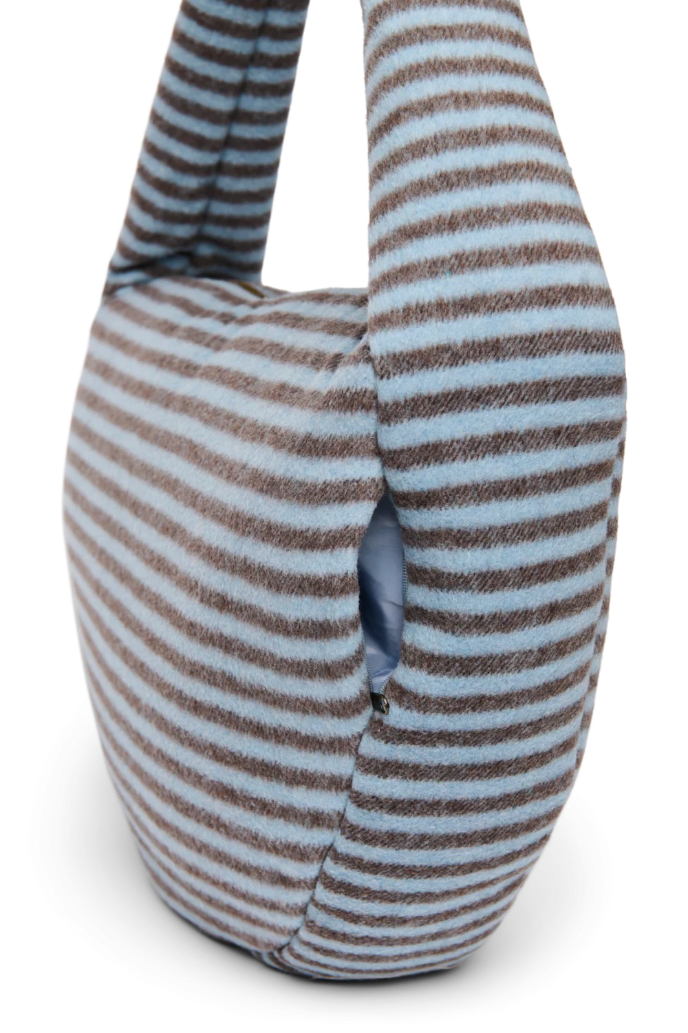 Stripy Wool Cross Body Bag | Light Blue / Brown