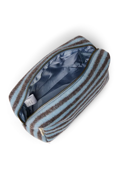 Stripy Wool Pouch | Light Blue / Brown