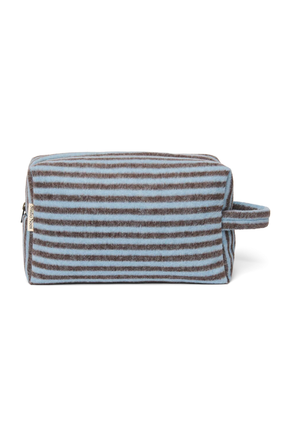 Stripy Wool Toiletry Bag | Light Blue / Brown