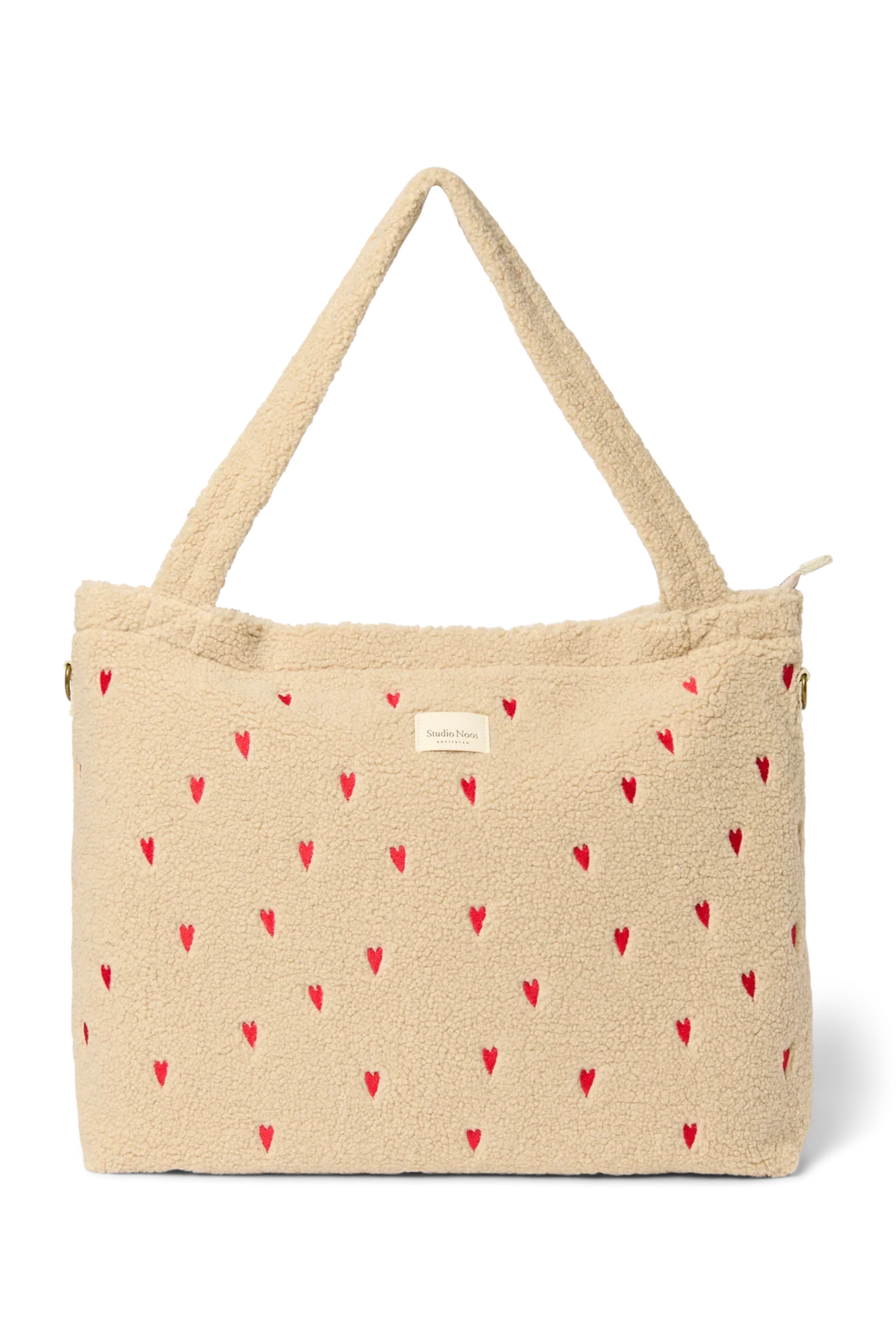 Teddy Diaper Bag | Ecru Hearts