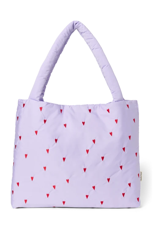 Puffy Mom Bag | Purple Hearts