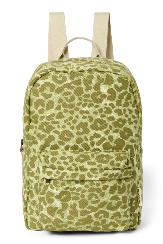 Cotton Midi Backpack | Green Leopard