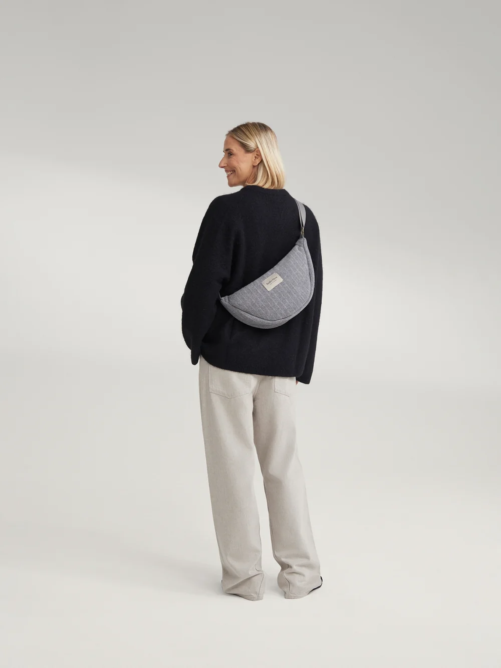 Flannel Chalkstripe Adult Fanny Pack | Light Grey