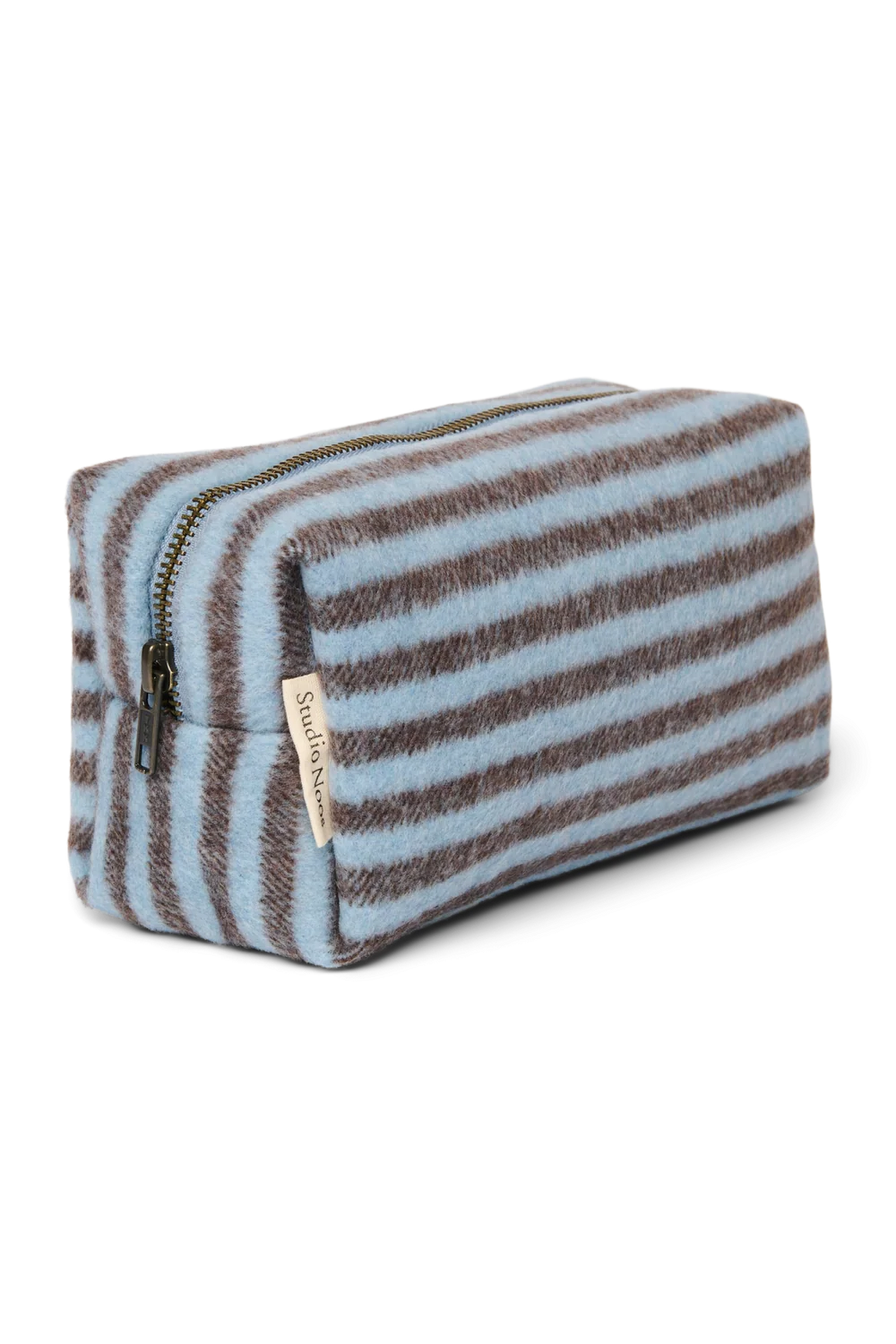 Stripy Wool Pouch | Light Blue / Brown