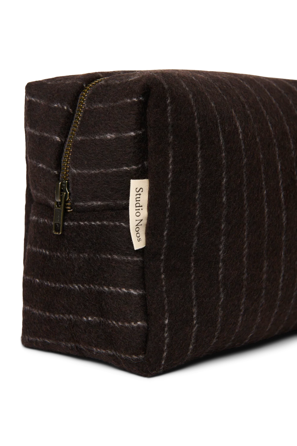 Flannel Chalkstripe Toiletry Bag | Brown