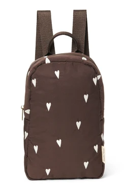 Puffy Mini Backpack | Brown Hearts