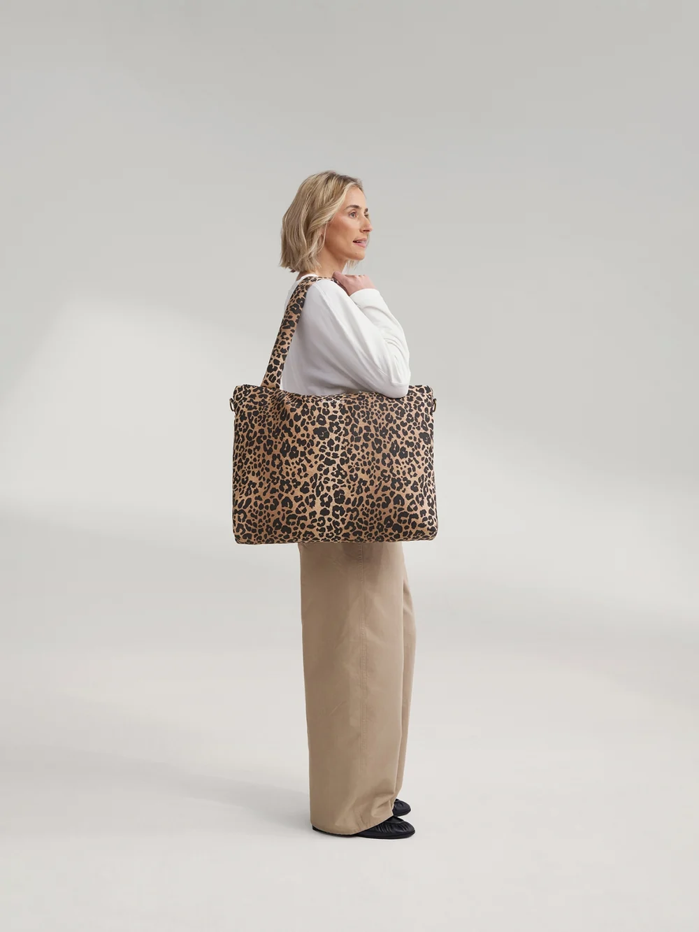 Cotton Diaper Bag | Brown Leopard