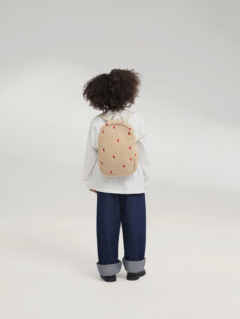 Teddy Mini Backpack | Ecru Hearts