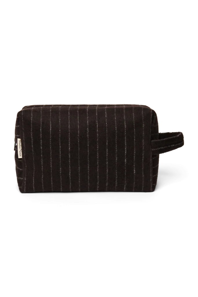 Flannel Chalkstripe Toiletry Bag | Brown