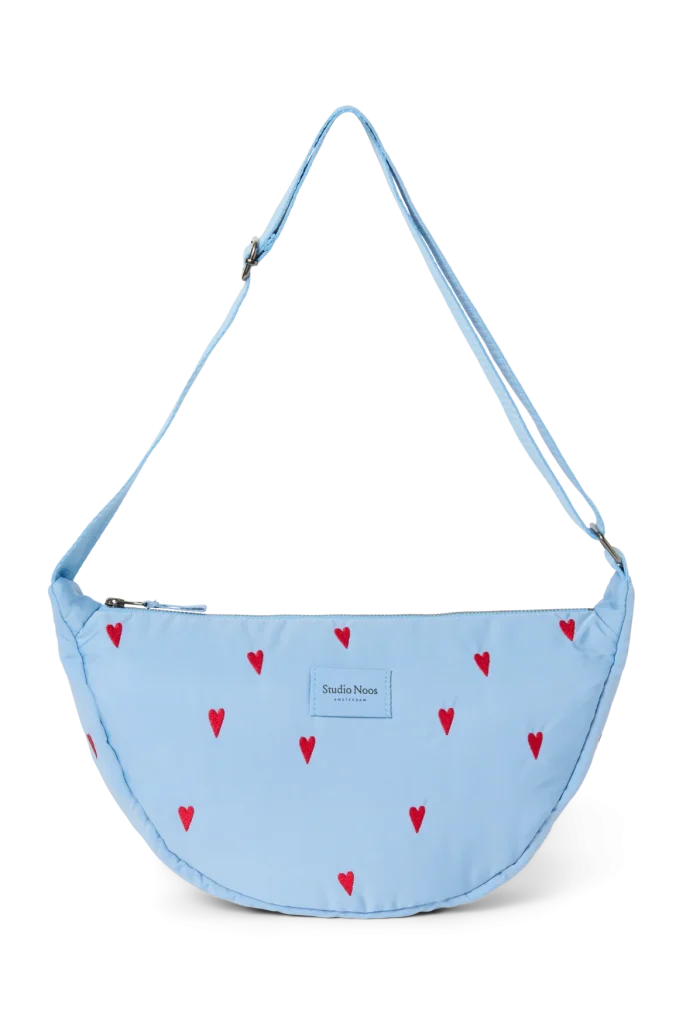 Puffy Adult Fanny Pack | Light Blue Hearts