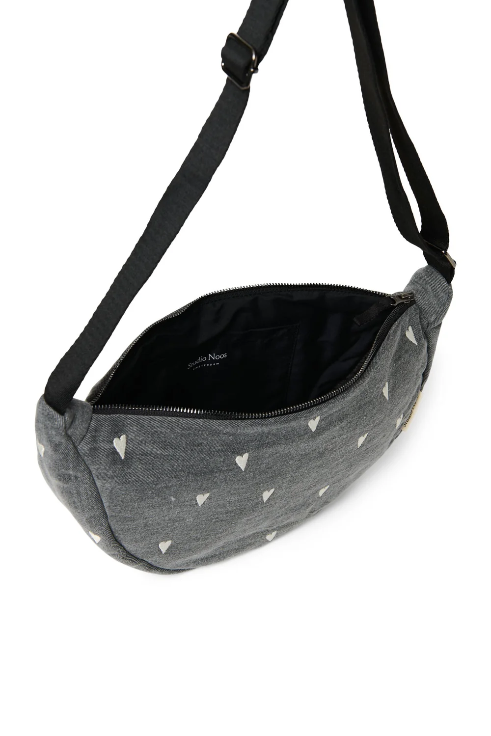 Denim Adult Fanny Pack | Grey Hearts