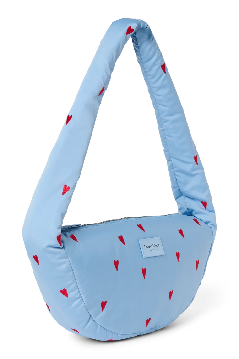 Puffy Mini Cross Body Bag | Light Blue Hearts