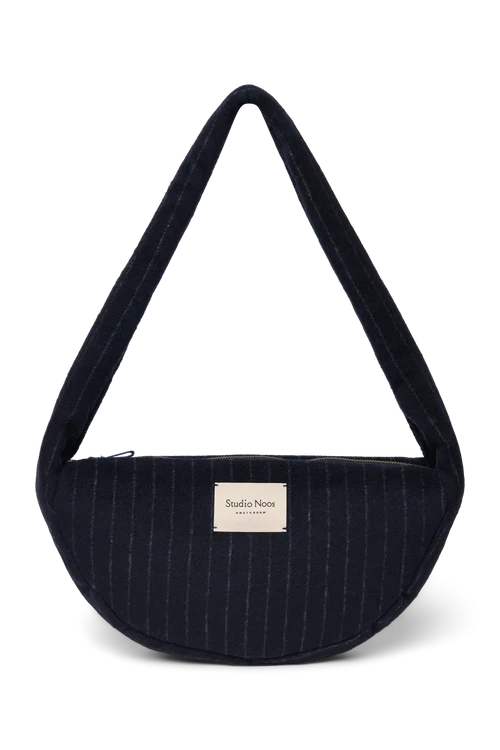 Flannel Chalkstripe Mini Cross Body Bag | Dark Blue