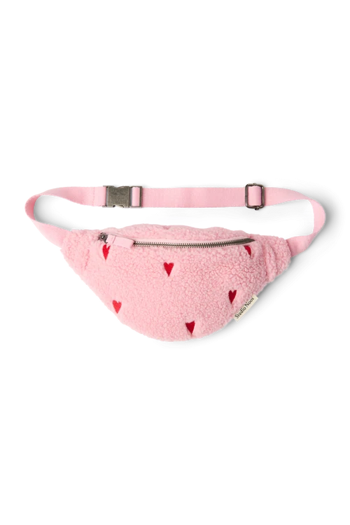 Teddy Mini Fanny Pack | Light Pink Hearts