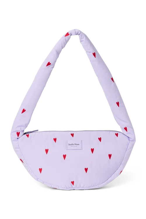 Puffy Mini Cross Body Bag | Purple Hearts