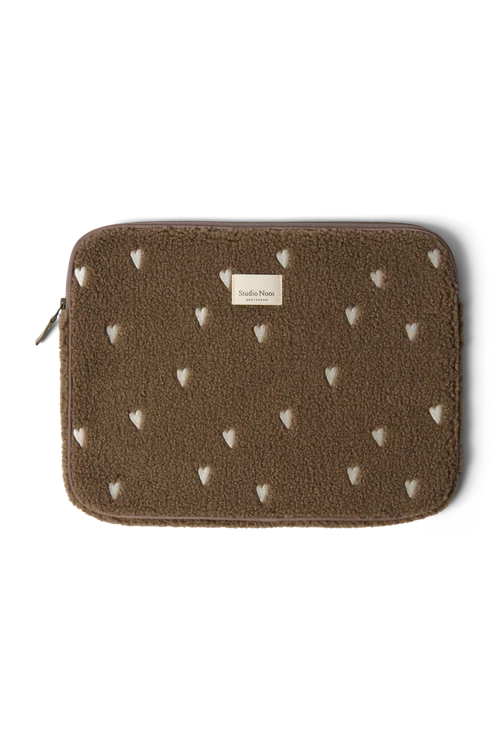 Teddy Laptop Sleeve 15 Inch | Brown Hearts