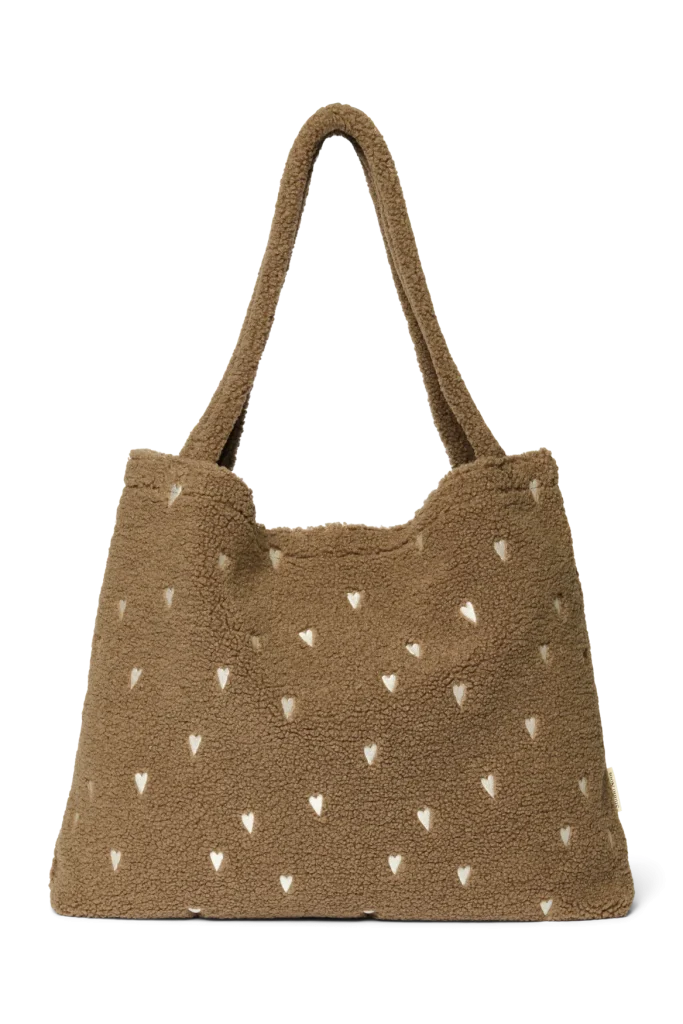 Teddy Mom Bag | Brown Hearts