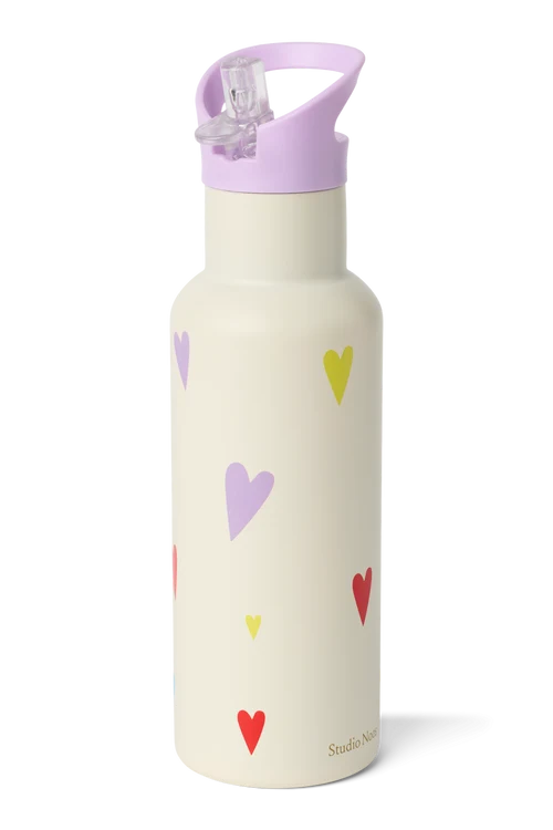 Stainless Steel Bottle 500ML | White Multicolor Hearts
