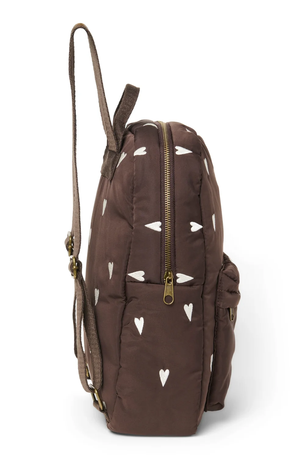 Puffy Midi Backpack | Brown Hearts