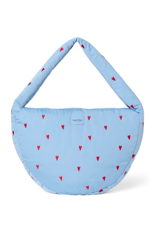 Puffy Cross Body Bag | Light Blue Hearts