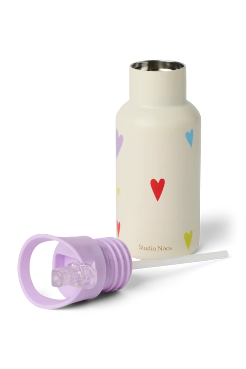 Stainless Steel Bottle 350ML | White Multicolor Hearts
