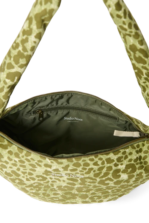 Cotton Mini Cross Body Bag | Green Leopard