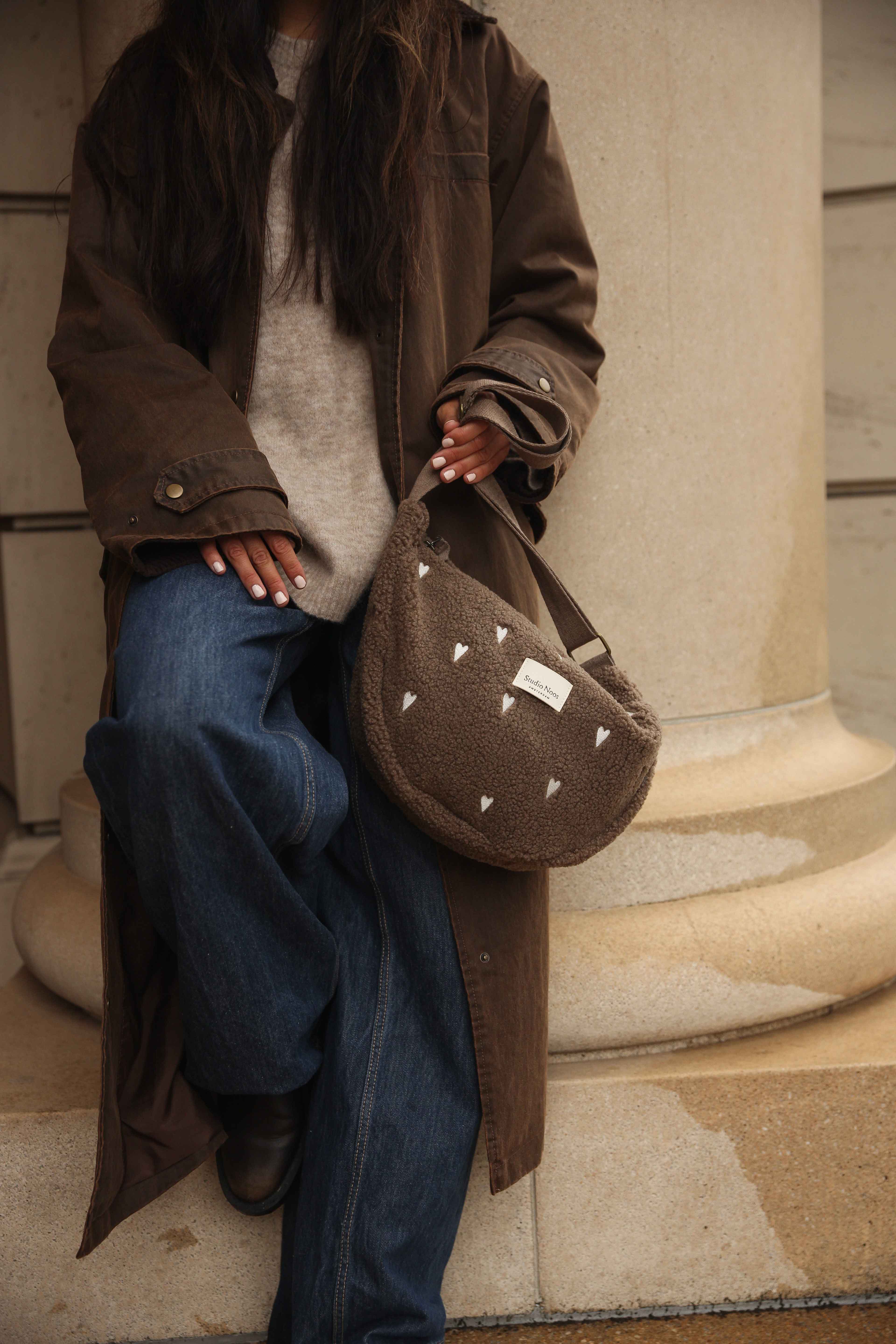 Teddy Adult Fanny Pack | Brown Hearts