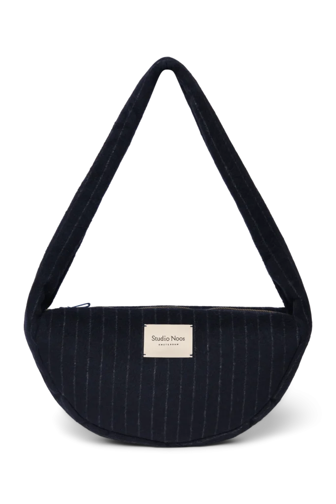 Flannel Chalkstripe Mini Cross Body Bag | Dark Blue