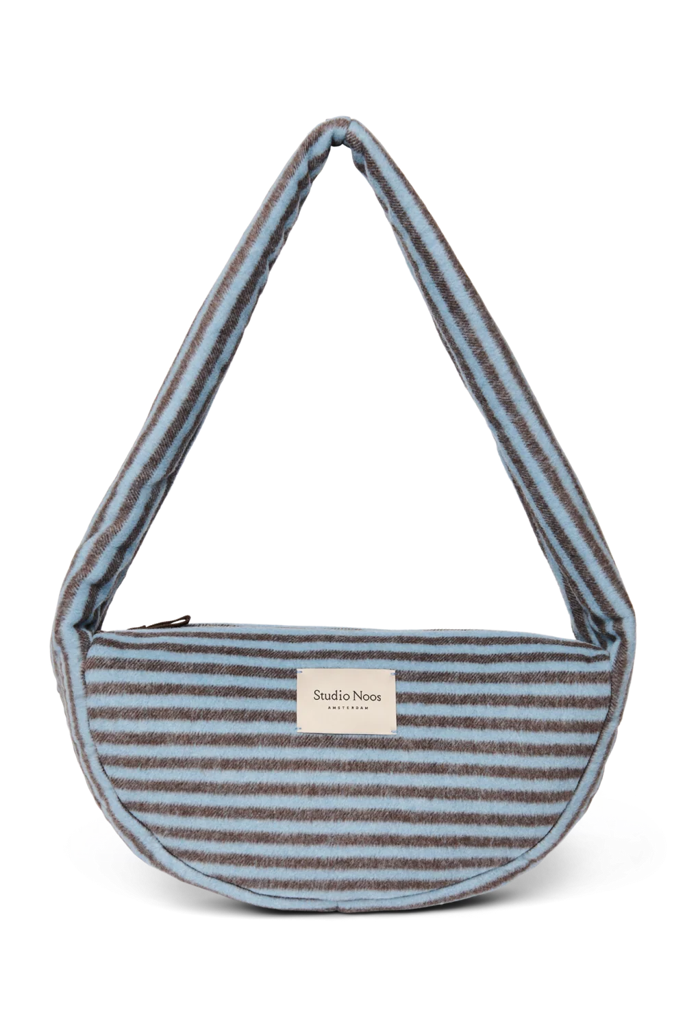 Stripy Wool Mini Cross Body Bag | Light Blue / Brown