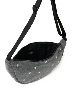 Denim Adult Fanny Pack | Grey Hearts