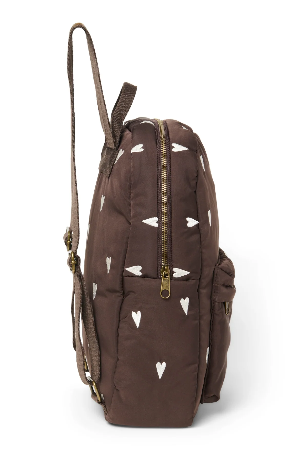 Puffy Midi Backpack | Brown Hearts