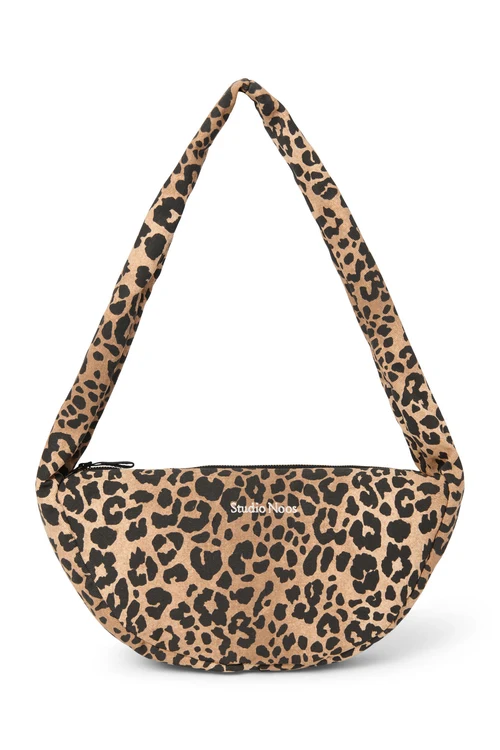 Cotton Mini Cross Body Bag | Brown Leopard