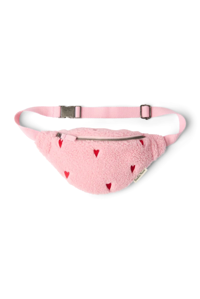 Teddy Mini Fanny Pack | Light Pink Hearts