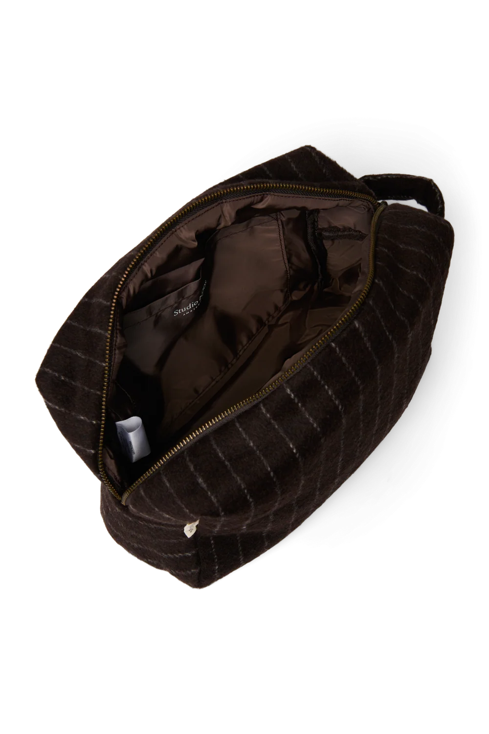 Flannel Chalkstripe Toiletry Bag | Brown