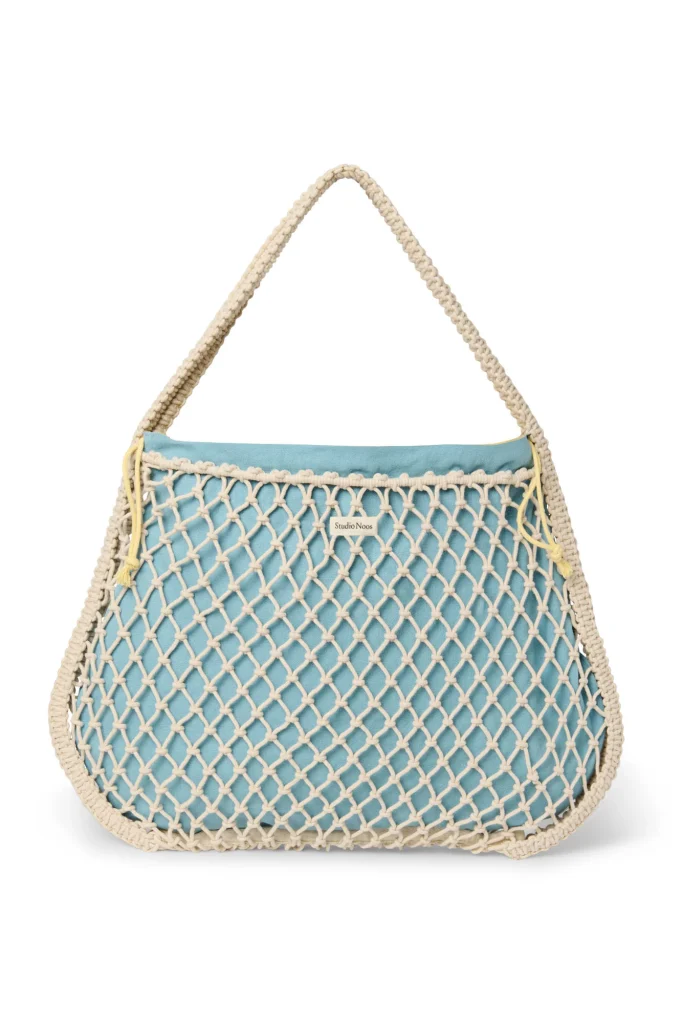Blue-Yellow Reversible Insert | Natural Macramé Mom Bag with