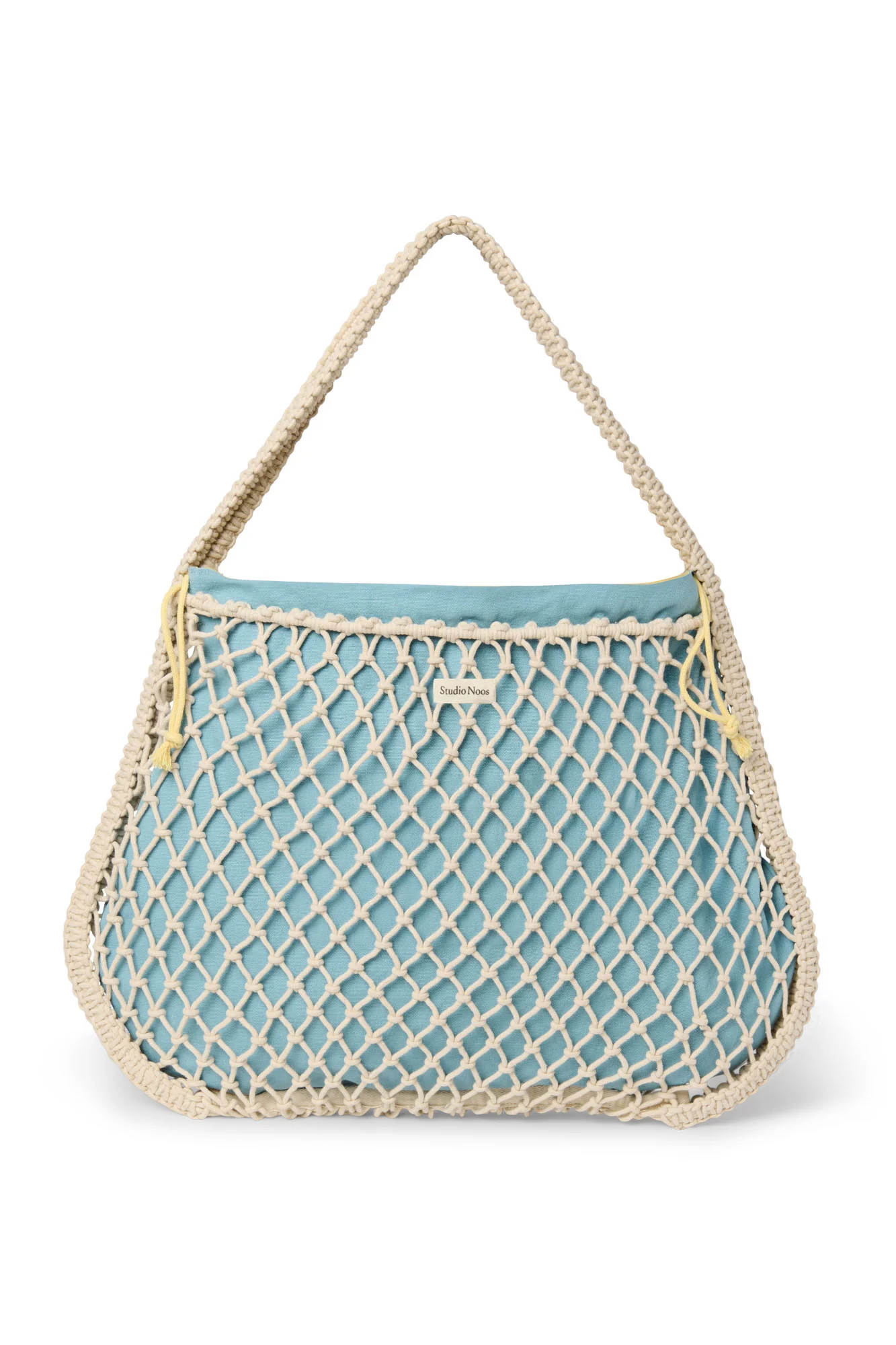 Blue-Yellow Reversible Insert | Natural Macram&eacute; Mom Bag with