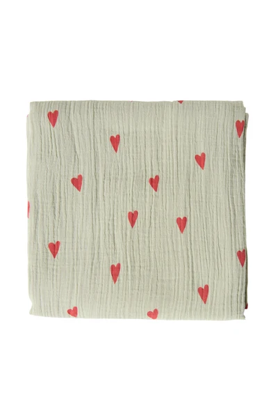 Swaddle Print Large | Green Hearts