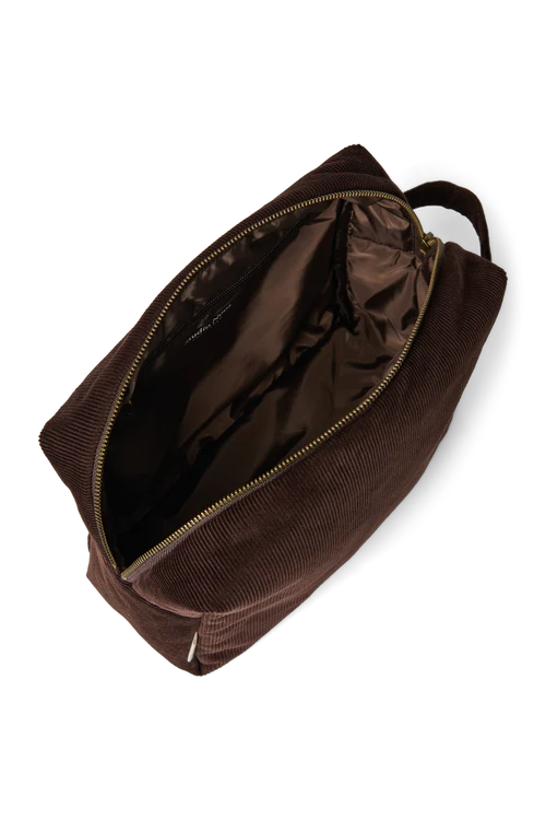 Rib Puffy Toiletry Bag | Dark Brown