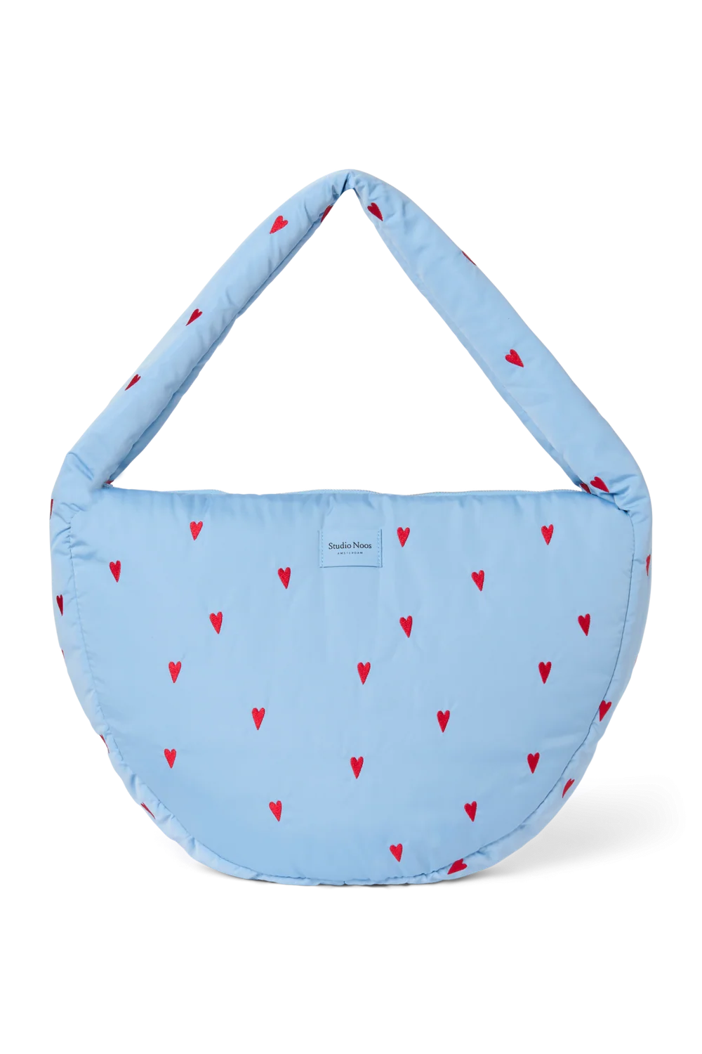 Puffy Cross Body Bag | Light Blue Hearts