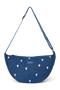 Denim Adult Fanny Pack | Dark Blue White Hearts