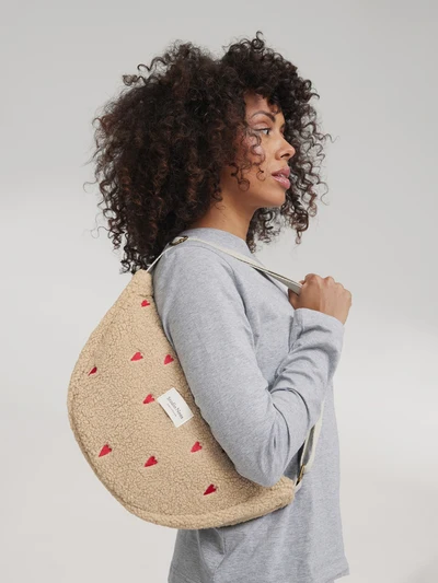 Teddy Adult Fanny Pack | Ecru Hearts