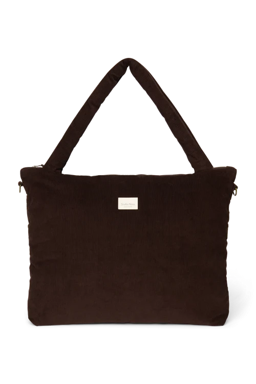 Rib Puffy Diaper Bag | Dark Brown