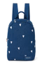 Denim Mini Backpack | Dark Blue White Hearts