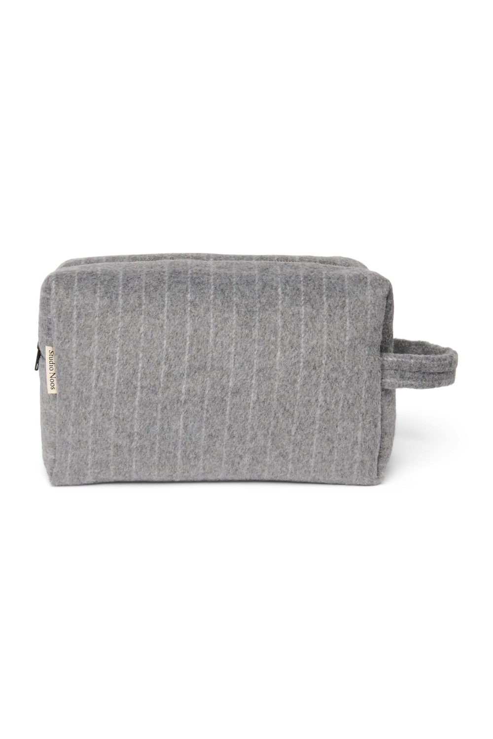 Flannel Chalkstripe Toiletry Bag | Light Grey