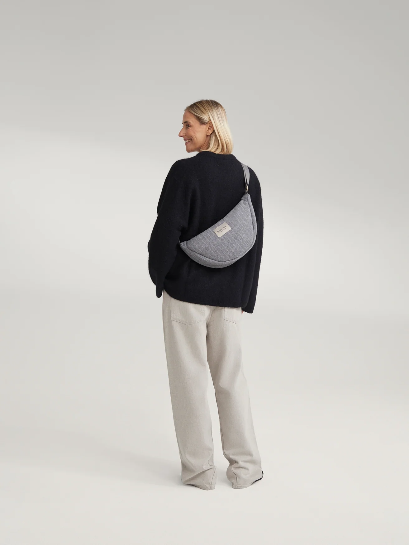 Flannel Chalkstripe Adult Fanny Pack | Light Grey