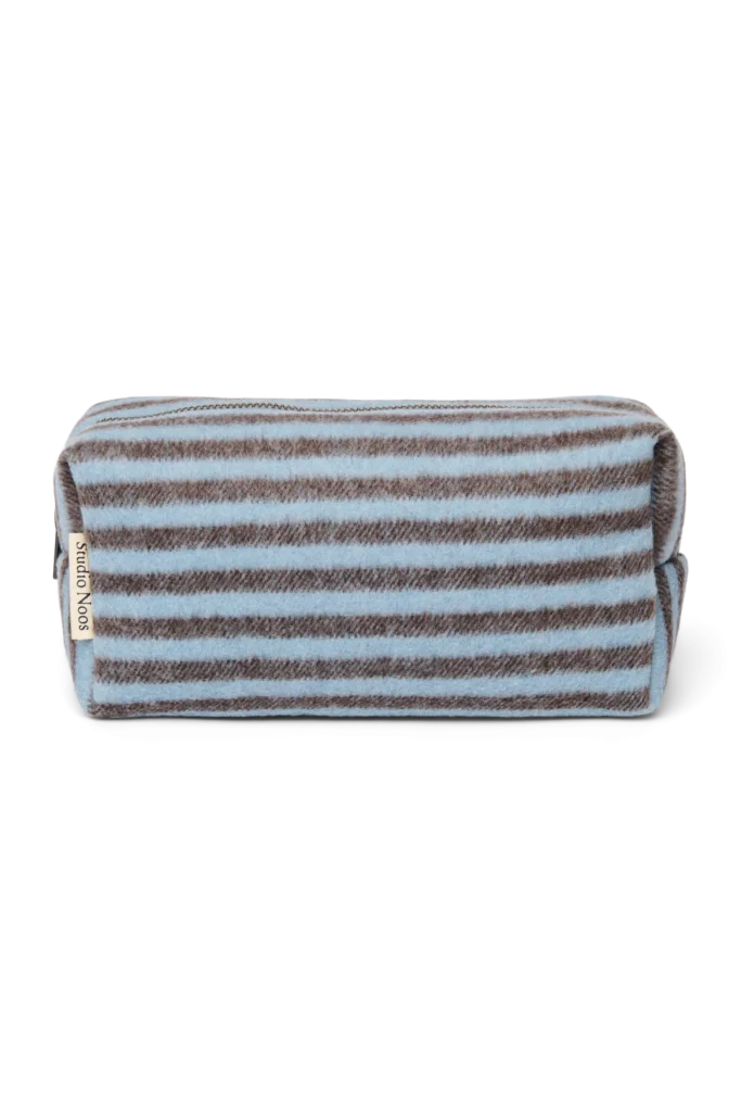 Stripy Wool Pouch | Light Blue / Brown